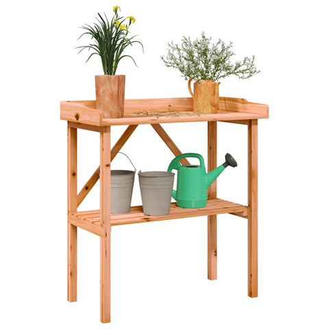 ZNTS Plant Table with Shelf Brown 78x38x82.5 cm Solid Wood Fir 156350