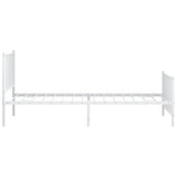 Metal Bed Frame without Mattress with Footboard White 107x203cm 350945
