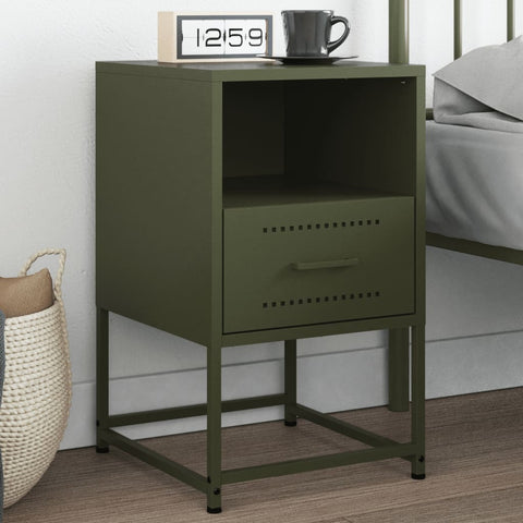 ZNTS Bedside Cabinet Olive Green 36x39x60.5 cm Steel 846562