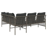 2 Piece Garden Sofa Set with Cushions Grey Poly Rattan 368734