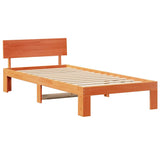 Bed Frame with Headboard Wax Brown 90 x 190 cm Solid Pine Wood 872676
