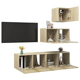 4 Piece TV Cabinet Set Sonoma Oak Engineered Wood 3079049