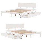ZNTS Bed Frame with Drawers without Mattress White 150x200 cm King Size 3301987