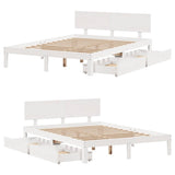 ZNTS Bed Frame with Drawers without Mattress White 150x200 cm King Size 3301987