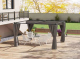 3 x 3m Moving Canopy Metal Pergola, with Curtains - Grey T3398P317588