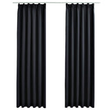 Blackout Curtains with Hooks 2 pcs Black 140x225 cm 134415