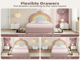 3ft Single Upholstered Bed with Adjustable Rainbow Crown Headboard, Soft Velvet Bed Frame with N652P391209P
