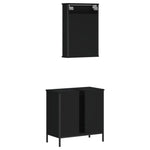 ZNTS 2 Piece Bathroom Furniture Set Black Engineered Wood 3214780