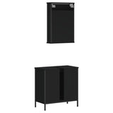 ZNTS 2 Piece Bathroom Furniture Set Black Engineered Wood 3214780