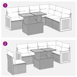 7 Piece Garden Sofa Set with Cushions Grey Poly Rattan Acacia 3327722
