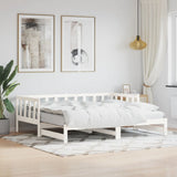 ZNTS Day Bed with Trundle without Mattress White 80x200 cm Solid Wood 836160