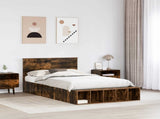 Bed Frame with Shelf Smoked Oak 120 x 190 cm Engineered Wood 3408386