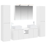 Bathroom Furniture Set 6 pcs White Engineered Wood and Glass 3407223