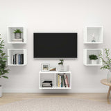 5 Piece TV Cabinet Set White Engineered Wood 3079601