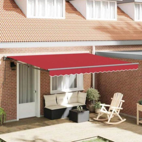 Retractable Awning Manual Red 400x300 cm Fabric 3330701
