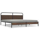Metal Bed Frame without Mattress Brown Oak 180x200 cm Super King 3318699