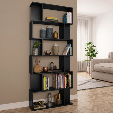 ZNTS Book Cabinet/Room Divider Black 80x24x192 cm Engineered Wood 800091