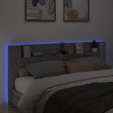 Headboard Cabinet with LED Grey Sonoma 220x16.5x103.5 cm 839278