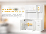Kitchen Cupboard, 183cm Tall Storage Cabinet with Countertop, Sideboard with 3 Small Drawers, Flip T3398P423523
