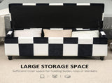 114 x 47 x 47cm Velvet Storage Ottoman, Button-tufted Footstool Box, Toy Chest with Lid for Living T3398P343242