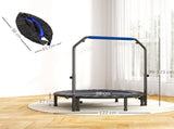 48" Foldable Mini Fitness Trampoline, with Adjustable Foam Handle, Blue T3398P349140