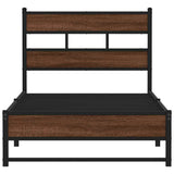 Metal Bed Frame without Mattress Brown Oak 107x203 cm 4017322