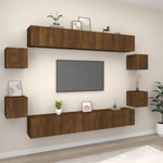 ZNTS 8 Piece TV Cabinet Set Brown Oak Engineered Wood 3114229