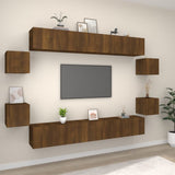 ZNTS 8 Piece TV Cabinet Set Brown Oak Engineered Wood 3114229