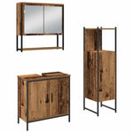 Bathroom Furniture Set with Door 3 pcs Brown 33 x 33 x 102.5 cm 3334367