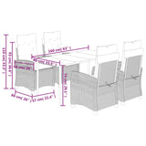 5 Piece Garden Dining Set with Cushions Grey Poly Rattan 3212866