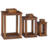 Lantern 3 pcs Natural Mahogany Wood 42012367