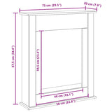 Fireplace Surround Black Oak 75x20x87.5 cm Engineered Wood 865983