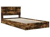 Storage Bed with Drawer Smoked Oak 100 x 200 cm Engineered Wood 3411240