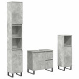 3 Piece Bathroom Furniture Set Concrete Grey Engineered Wood 3324957