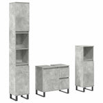 3 Piece Bathroom Furniture Set Concrete Grey Engineered Wood 3324957