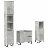 3 Piece Bathroom Furniture Set Concrete Grey Engineered Wood 3324957