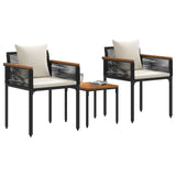Outdoor Furniture Set Black and Cream White Poly Rattan 42025232