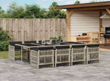 9 Piece Garden Dining Set with Cushions Light Grey Poly Rattan 3210923