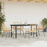 5 Piece Garden Dining Set Brown Poly Rattan Glass 3334544