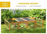 Wooden Rabbit Hutch Cage 6ft with Wire Mesh, Openable Roof, Play Space for Outdoor, Natural Wood T3398P350030