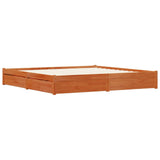 Bed Frame with Drawer Wax Brown 180 x 200 cm Solid Pine Wood 3422720