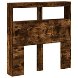 Headboard Cabinet with LED Smoked Oak 100x17x102 cm 839186