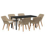 Garden Dining Set with Cushion 7 pcs Beige Poly Rattan 3261702