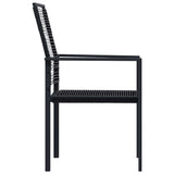 Dining Set Black Glass, Powder-Coated Steel, PVC Hollow Rattan 3060265