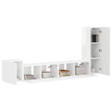 TV Cabinet Set 3 pcs High Gloss White Engineered Wood 3409019