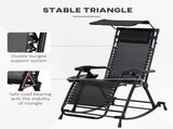 Garden Rocking Chair Folding Recliner Outdoor Adjustable Sun Lounger Rocker Zero-Gravity Seat with T3398P318849