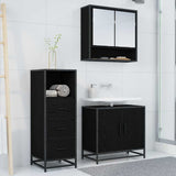 Bathroom Furniture Set 3 pcs Black Oak Engineered Wood 3402446