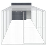 Dog House with Run Anthracite 214x1069x181 cm Galvanised Steel 3189135