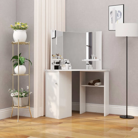 Corner Dressing Table Cosmetic Table Make-up Table White 288451