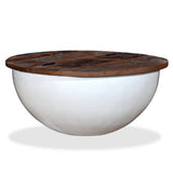 Coffee Table Solid Reclaimed Wood White Bowl Shape 245258